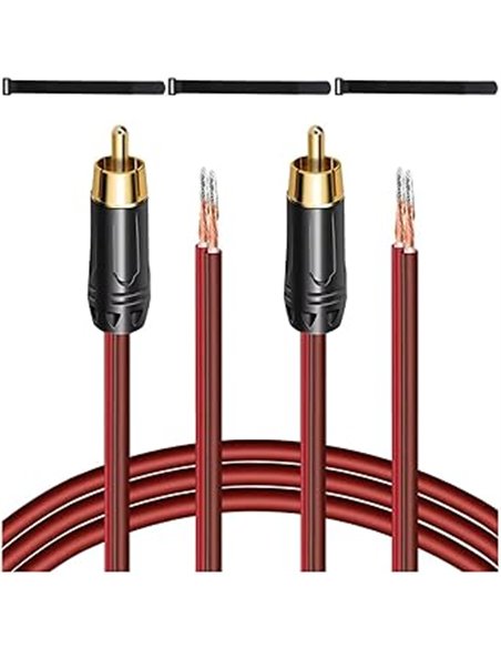 MKBKLLJY Cable de altavoz RCA a cable desnudo de 1 pie 16 AWG, cable rojo positivo, carcasa de cobre puro, enchufe chapado en or