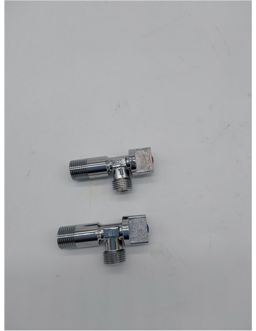 Ibergrif M22008 Llave de Escuadra, Válvula de Angulo Latón, Crome, Dos Piezas/Caja, Plata, G1/2"       
