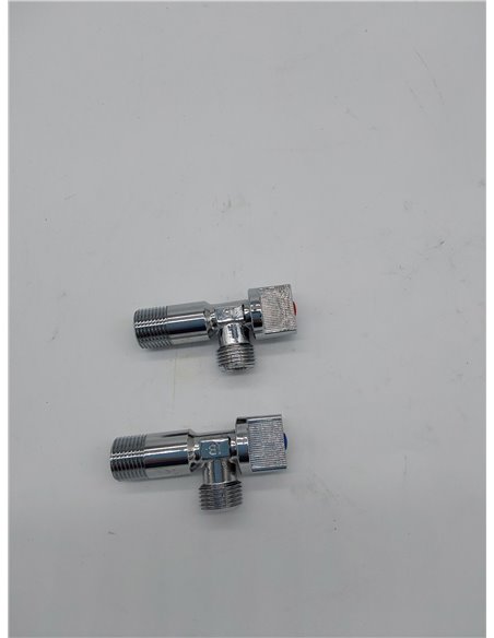Ibergrif M22008 Llave de Escuadra, Válvula de Angulo Latón, Crome, Dos Piezas/Caja, Plata, G1/2"       