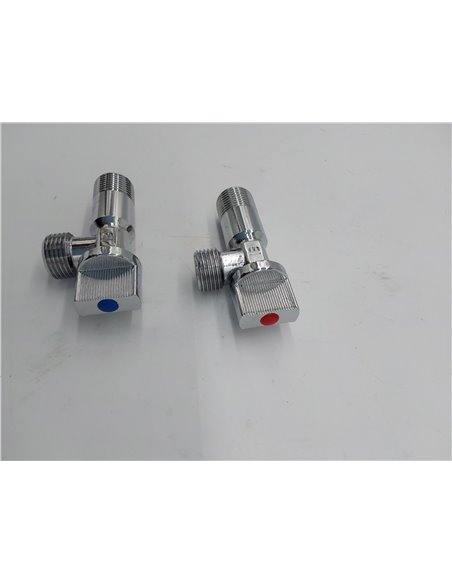 Ibergrif M22008 Llave de Escuadra, Válvula de Angulo Latón, Crome, Dos Piezas/Caja, Plata, G1/2"       