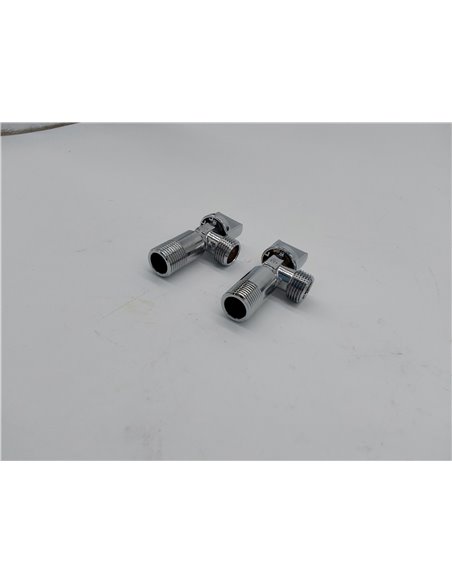 Ibergrif M22008 Llave de Escuadra, Válvula de Angulo Latón, Crome, Dos Piezas/Caja, Plata, G1/2"       