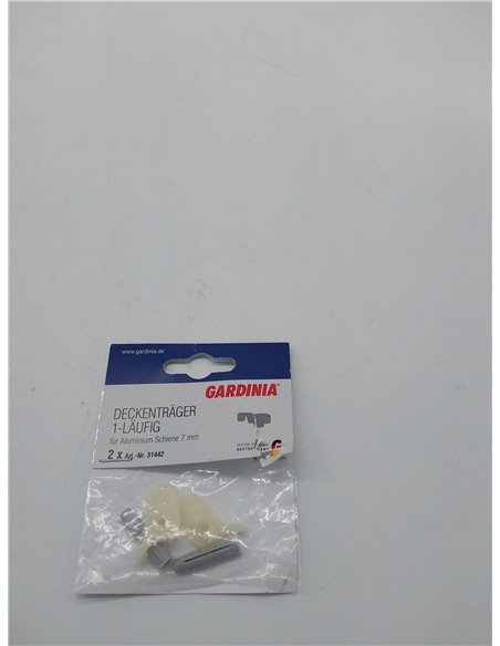 GARDINIA Soporte de techo para riel de cortina de aluminio, 1 vía, Blanco, 2 piezas       