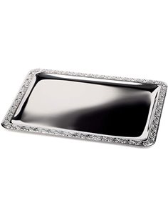 APS Bandeja SCHÖNER ESSEN - bandeja de acero inoxidable con borde decorado, 35 x 24 cm, rectangular       