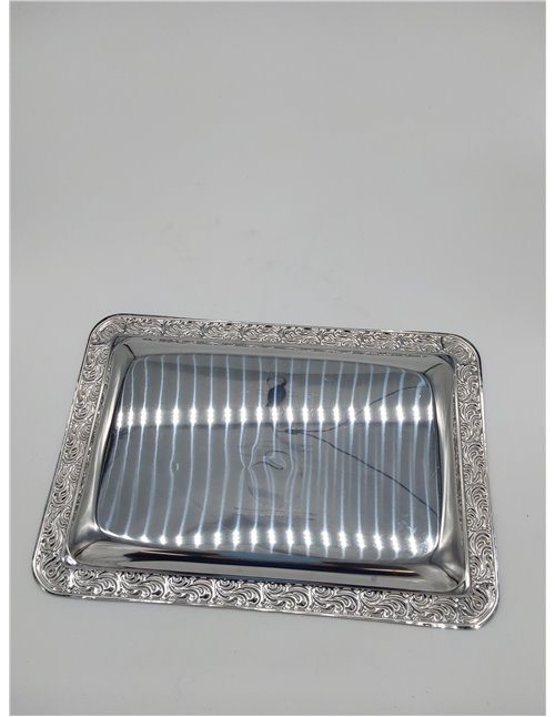 APS Bandeja SCHÖNER ESSEN - bandeja de acero inoxidable con borde decorado, 35 x 24 cm, rectangular       