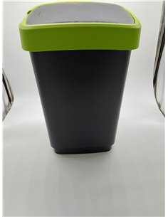 Rotho Salsa Papelera 25l con tapa, Plástico (PP) sin BPA, verde, 25l (33.3 x 25.2 x 47.6 cm)        2