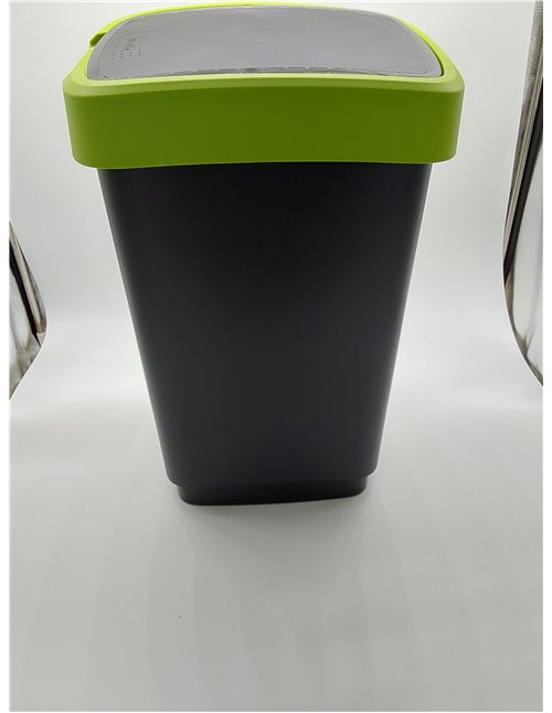 Rotho Salsa Papelera 25l con tapa, Plástico (PP) sin BPA, verde, 25l (33.3 x 25.2 x 47.6 cm)       