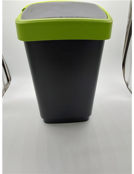 Rotho Salsa Papelera 25l con tapa, Plástico (PP) sin BPA, verde, 25l (33.3 x 25.2 x 47.6 cm)       