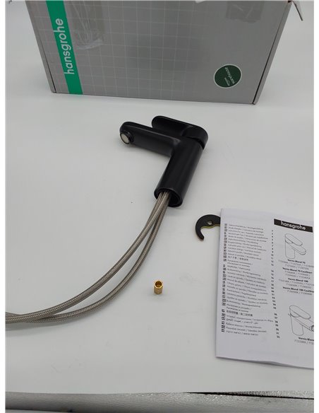 hansgrohe Vernis Blend Grifo monomando de lavabo 100, sin vaciador automático, negro mate, 71580670       