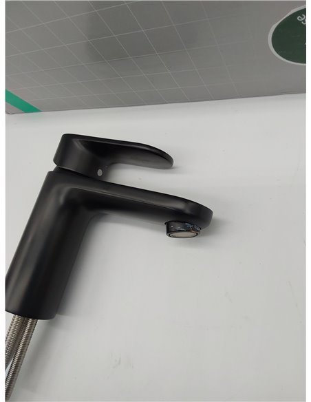 hansgrohe Vernis Blend Grifo monomando de lavabo 100, sin vaciador automático, negro mate, 71580670       