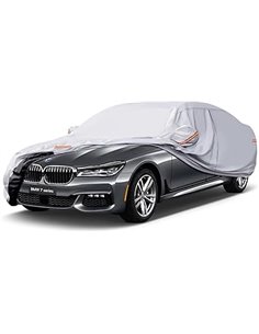 GUNHYI Funda de Coche Exterior Impermeable Transpirable, Anti-UV Antipolvo de 6 Capas con Cremallera y Forro de Algodón, para Se