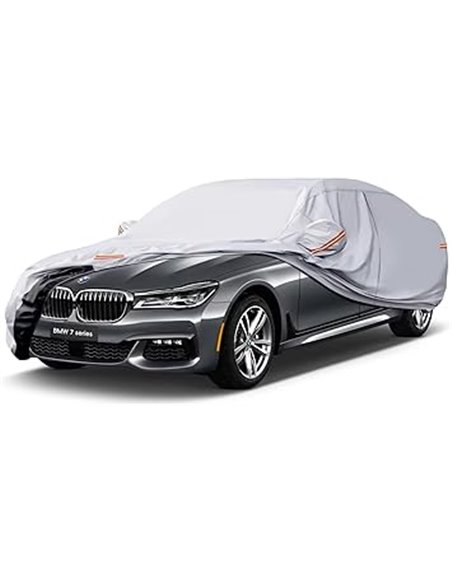 GUNHYI Funda de Coche Exterior Impermeable Transpirable, Anti-UV Antipolvo de 6 Capas con Cremallera y Forro de Algodón, para Se