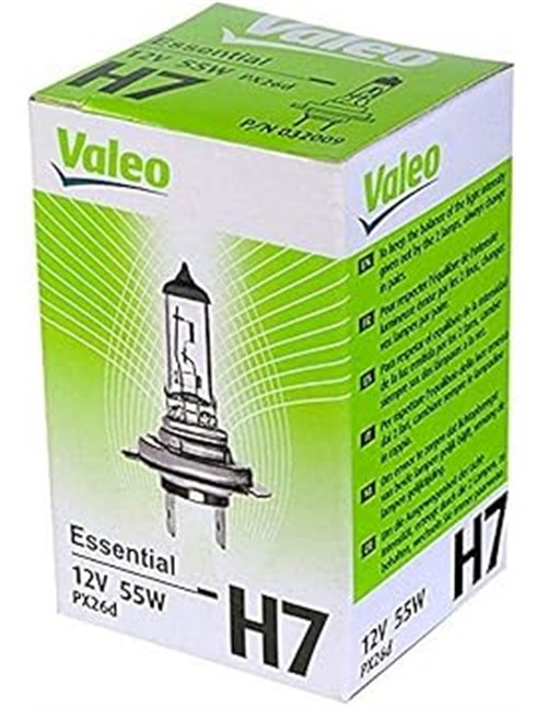 Valeo 032009 Lámpara halógena, H7, Essential, Color Plata, 1 Unidad       