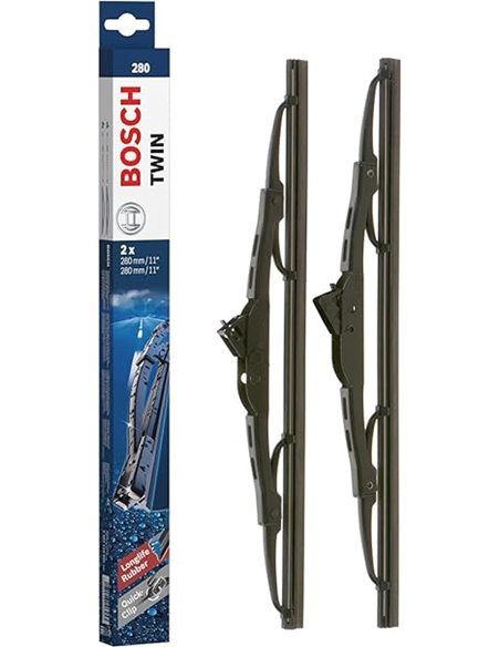 Escobilla limpiaparabrisas Bosch Twin 280, Longitud: 280mm/280mm – 1 juego para el parabrisas (frontal)       
