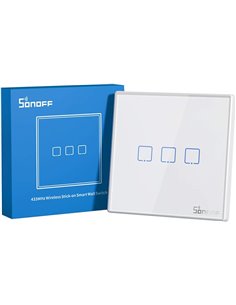 SONOFF T2EU3C-RF Botão de pressão, painel de parede tipo 86, controlo remoto sem fios RF Sticky 433 MHz, controlo bidirezionale,