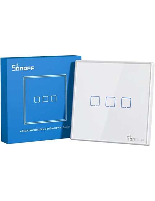 SONOFF T2EU3C-RF Botão de pressão, painel de parede tipo 86, controlo remoto sem fios RF Sticky 433 MHz, controlo bidirezionale,