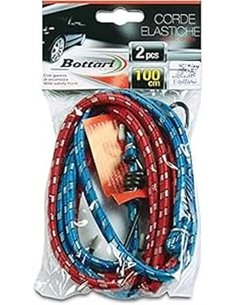 Bottari 18225, Cuerda elástica con ganchos de seguridad, 100 cm, 2 unidades       