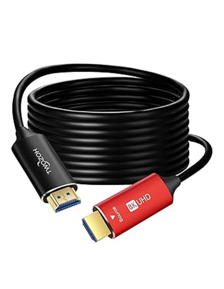 Twozoh Cable HDMI la Fibra 8K 5M, Alta velocidad del Cable la Fibra óptica HDMI 2.1 Compatible con 8K@60Hz 4K@120Hz 48Gbps      