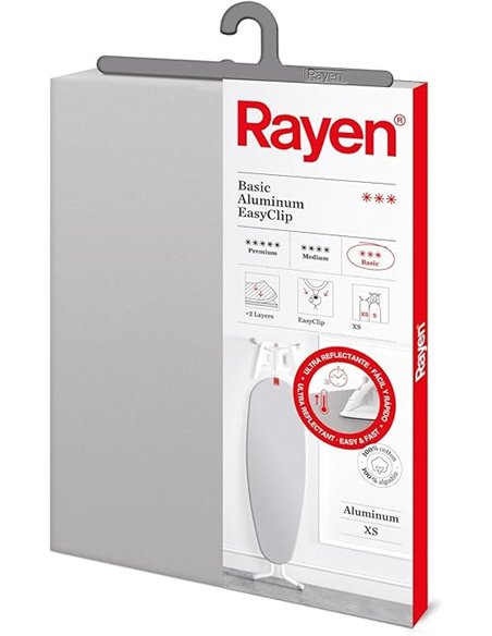 Rayen | Funda universal para tabla de planchar Fácil ajuste con clip| 2 capas: espuma y tejido 100% algodón | Calidad aluminio |