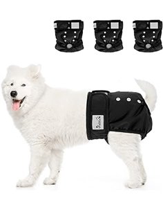 SlowTon Lava pañales para Perros, 3r Pack Pantalones para Perros fáciles de Quitar con Botones Ajustables, pañales para Perras R
