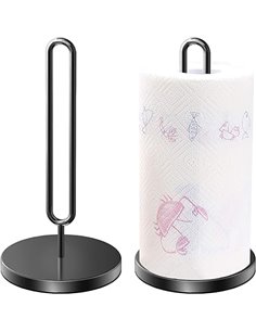 DDF iohEF Portarrollos Papel Cocina Negro, Soportes para Toallas de Papel de Acero Inoxidable con Base Ponderada       