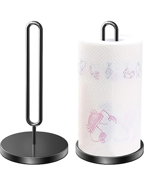 DDF iohEF Portarrollos Papel Cocina Negro, Soportes para Toallas de Papel de Acero Inoxidable con Base Ponderada       