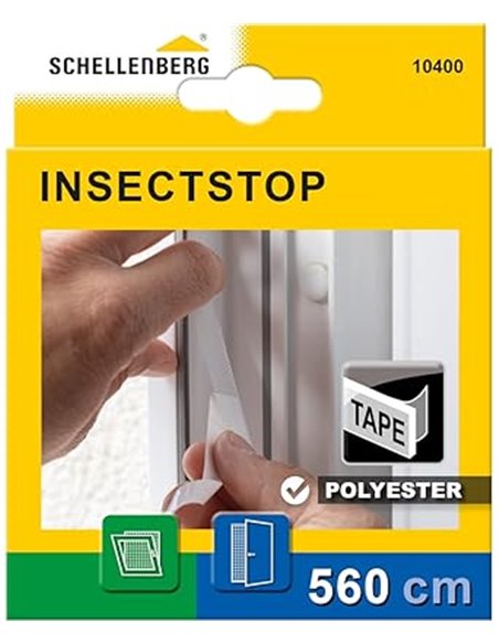 Schellenberg 10400 Cinta de fijación para mosquitera de poliéster, semitransparente, 5,6 m       