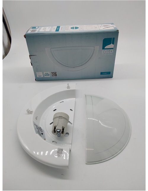 Eglo Lámpara de pared Planet 1, lámpara led de interior de acero y cristal, lámpara de salón en blanco y transparente, lámpara d