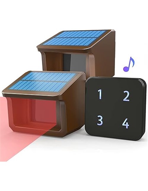 HTZSAFE,Alarma de entrada solar de 1/2 milla, rango de sensor de hasta 70 pies de ancho, sistema de alerta de seguridad, kit de 