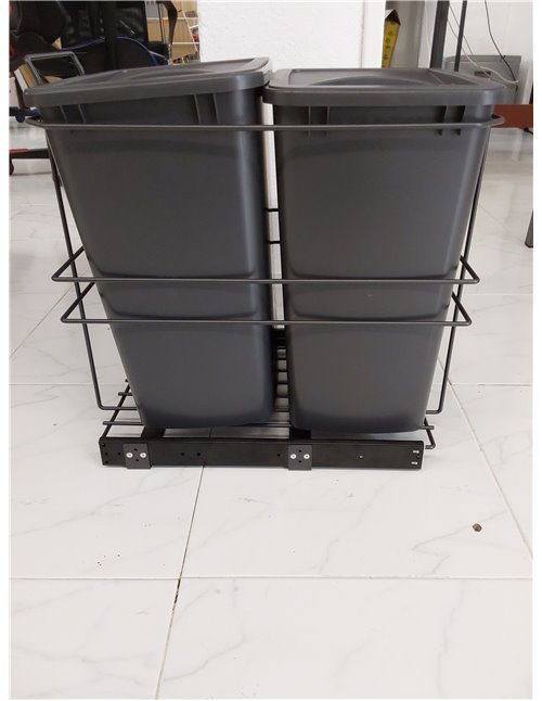 EMUCA - Contenedores de reciclaje Recycle para cocina, Cubos de basura bajo fregadero 2 x 35 L, fijación inferior y extracción m