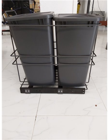 EMUCA - Contenedores de reciclaje Recycle para cocina, Cubos de basura bajo fregadero 2 x 35 L, fijación inferior y extracción m