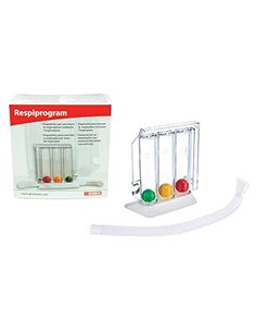 GIMA ref 33442 Entrenador respiratorio Respirogram, dispositivo para ejercer la respiración por inhalación con base, 3 bolas dif