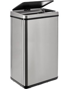 WELL HOME - Cubo de basura inteligente SIN patas con apertura automática o contacto manual, 50L, Alto: 67,5 (x35,5x26), gris.   