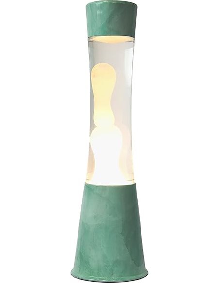 Fisura - Lámpara de lava “Jade”. Base jade, líquido transparente y lava blanca. Lámpara efecto relajante. Con bombilla de repues