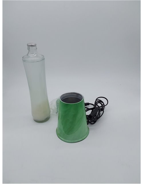 Fisura - Lámpara de lava “Jade”. Base jade, líquido transparente y lava blanca. Lámpara efecto relajante. Con bombilla de repues
