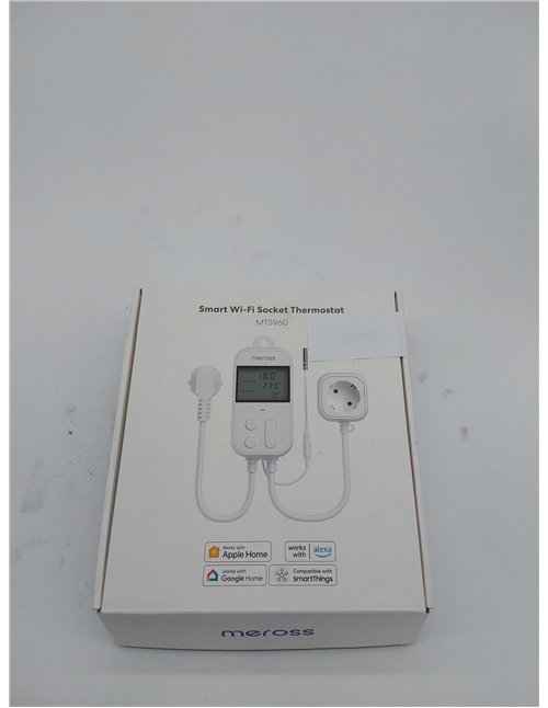 Meross Inteligente Enchufe de Digital Termostato con Sonda, 2,4GHz WiFi Controlador de Temperatura Enchufe con Termostato 16A 38
