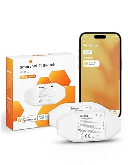 Interruptor Inteligente Funciona con HomeKit Siri, Alexa, Google Home, Refoss Smart Switch con Control de Voz y Temporizador, In