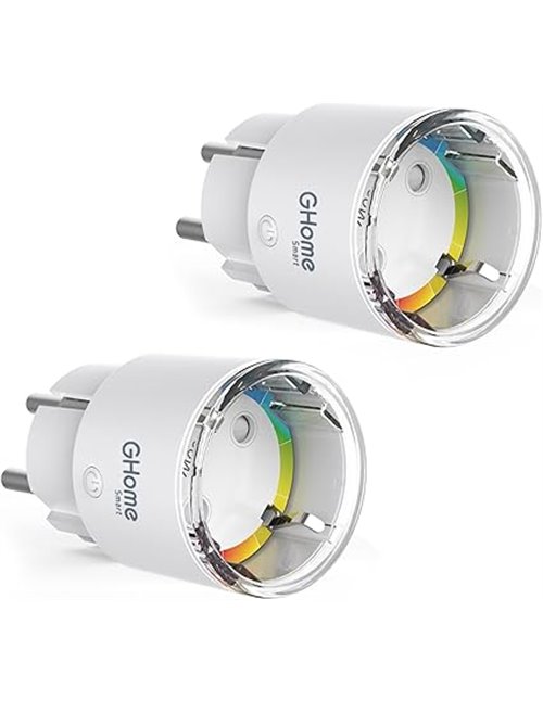 GHome Smart Enchufe Inteligente, Mini Enchufe Wi-Fi, Enchufe Alexa con Monitoreo de Energía, Solo WiFi 2.4G, Funciona con Alexa 