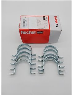 fischer | BSMD-63mm de doble pata grapas metalicas abrazaderas para tubos de agua, manguera o cable coaxial pared (10 unidades)  2