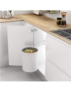 Menage and Confort 00048 Cubo de basura redondo y giratorio, Para armario de cocina, 13L, Blanco, 35.5 x 27.7 x 27.7 cm       