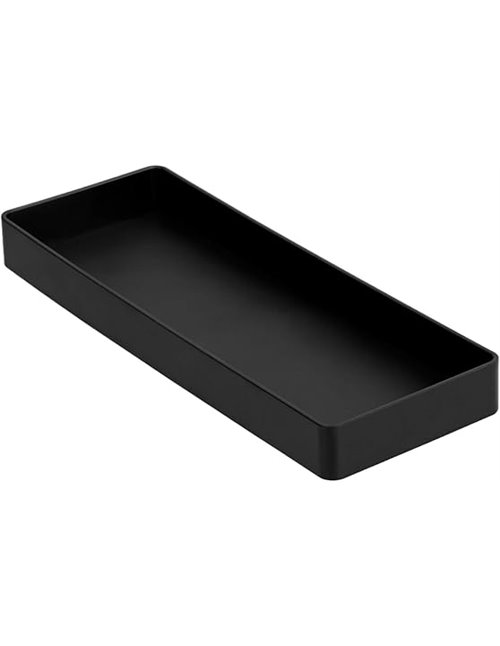 Amazon Basics Rectangular Organizador de plástico, media bandeja para accesorios, 23.9 x 8.4 x 2.5 cm, negro       