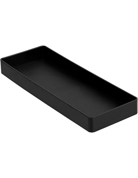 Amazon Basics Rectangular Organizador de plástico, media bandeja para accesorios, 23.9 x 8.4 x 2.5 cm, negro       