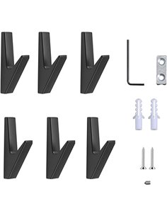 MKKMYII Gancho De Ropa de Aleación de zinc negro 6pcs,gancho de percha,ganchos adhesivos para pared,perchas adhesivas para baño,