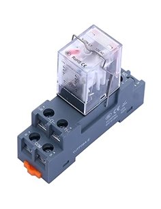 Taiss Relais 12V AC Relé de potencia electromagnética 2NO 2NC 8 pines 10A DPDT bobina Relé con indicador con enchufe YJTF08A-E c