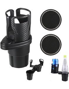 TREABEAR 2 en 1 Doble Soporte para Vasos de Coche + 2 Posavasos, Soporte para Bebidas de Coche, Soporte Vasos Coche, Posavasos C