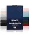Dreamzie Sabanas 90x190 cm - Grandes Solapas de hasta 33 cm - 100% Microfibra - Azul Oscuro - Certificada sin Productos Químicos