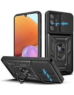 NC LOCLOUD - Carcasa para Samsung Galaxy A32 4G, protección de la cámara con Lente Deslizante Cubierta y Soporte para Anillo Fun