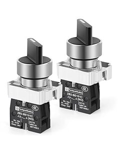 Gebildet 2PCS 1NO 2Selector, Interruptor de Enclavamiento 2 Posiciones Mantenidas, Selector Rotativo Interruptor 600V 10A       