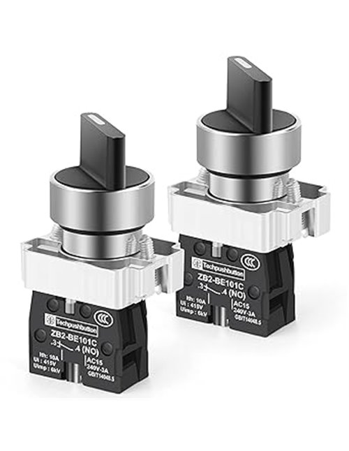 Gebildet 2PCS 1NO 2Selector, Interruptor de Enclavamiento 2 Posiciones Mantenidas, Selector Rotativo Interruptor 600V 10A       