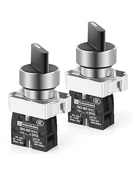 Gebildet 2PCS 1NO 2Selector, Interruptor de Enclavamiento 2 Posiciones Mantenidas, Selector Rotativo Interruptor 600V 10A       