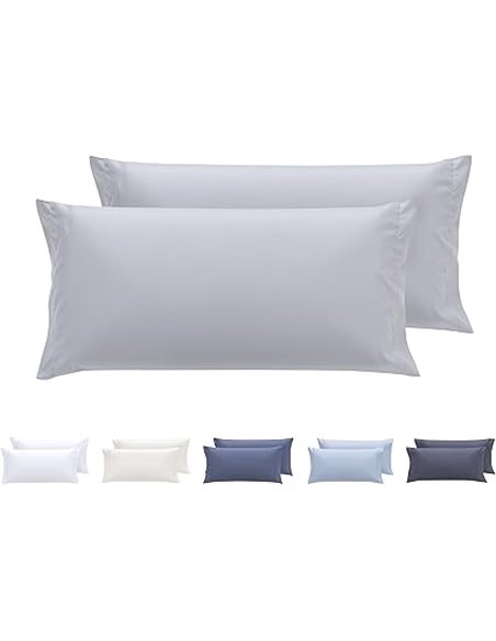 Todocama – Juego de 2 Fundas de Almohada, Microfibra Extra Suave, hipoalergénicas. Juego de 2-70x40 cm Gris Claro       